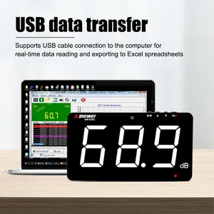 Máy đo mức âm thanh kỹ thuật số treo tường | Màn hình Decibel tiếng ồn 30-130dB với phép đo thời gian thực - Product Image 3