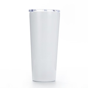 Gobelet isotherme à double paroi en acier inoxydable blanc avec couvercle et paille, performance thermique de 6 à 12 heures, style américain, tasse de voyage - Product Image 1