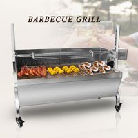 Gril de rôtissoire en acier inoxydable Gril de rôtissage à broche électrique Petit gril de barbecue rotatif à charbon de bois extérieur