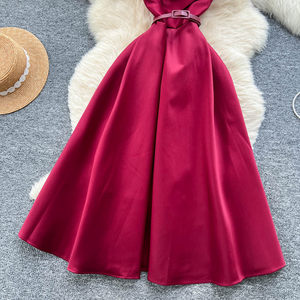 Robe <span class=keywords><strong>de</strong></span> soirée élégante sans manches à nœud français avec taille lacée pour <span class=keywords><strong>femme</strong></span>, coupe évasée trapèze, idéale pour les bals et événements formels - Product Image 3