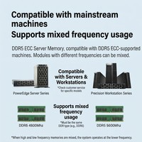 Mémoire serveur DDR5 16 Go 32 Go 64 Go 4800 MHz 5600 MHz 6400 MHz RAM avec ECC/RECC pour serveur d'entreprise et centre de données