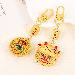 พวงกุญแจทองมงคล | ถุงลูกปัดนำโชคมีเสน่ห์เพื่อความมั่งคั่งและพร - Product Image 6