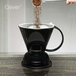 Taza de café de plástico trapezoidal negra sólida de 500 ml, resistente al calor, económica, para salas de espera de aerolíneas. - Product Image 2