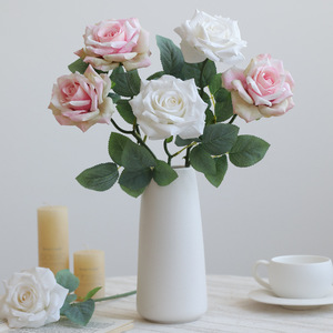 <b>Artificial</b> Rose <b>Bouquet</b> Silk Flowers Pinkish Purple High Simulation Home Decor Living Room Dining Table Decoration - Product Image 3