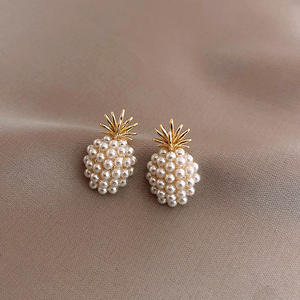 Pineapple Earring Korea Style Lady Party <b>Wedding</b> <b>Gift</b> Pineapple Pearl Sliver 925 Stud Earrings <b>for</b> Women - Product Image 3
