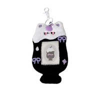 Mignonne fille chien chat Animal dessin animé Transparent creux en peluche 3 pouces bouton porte-carte élégant carte de visite contrôle d'accès