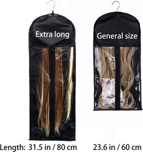 Sac de rangement et de transport extra long pour extensions de cheveux, perruques, postiches et queues de cheval, avec cintre, idéal pour le voyage - Product Image 2