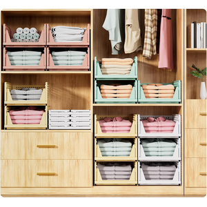 Hộp đựng quần áo gấp gọn IMODE, chất liệu nhựa, ngăn kéo, có thể xếp chồng, giỏ để đồ, giúp sắp xếp quần áo - Product Image 1