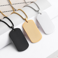 Insigne militaire en acier inoxydable pendentif collier transfrontalier style européen américain gravure simple accessoire de mode pour homme