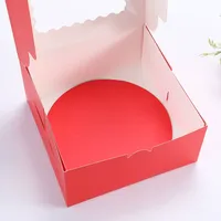Boîte à gâteau de pâtisserie de haute qualité, boîte à gâteau à couvercle rabattable de qualité alimentaire, carton blanc ivoire, laminage mat, boîte à gâteau carrée avec fenêtre