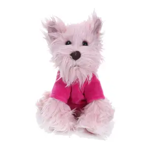 粉色填充狗与粉色衬衫填充狗毛绒动物玩具