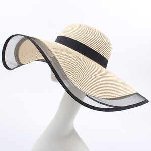 Custom Wide Large Brim Women Beach Hat Folding Summer Floppy Hats <strong>Straw</strong> <strong>Fedora</strong> - Product Image 1