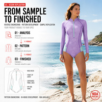 Combinaison de surf personnalisée pour femme en néoprène 1 mm à manches longues, coupe échancrée, fermeture éclair frontale, extensible, pour eaux chaudes