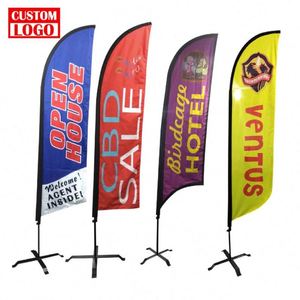 Drapeau de plage coupe-vent et imperméable de 3 mètres, mini-drapeau plume, mât en fibre de verre, support de bannière personnalisable - Product Image 1