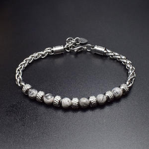 Bracelet ajustable en acier inoxydable pour hommes, bijou avec perle en œil de tigre, meilleure vente Facebook - Product Image 6