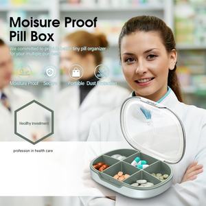 Estuche de almacenamiento de pastillas de plástico portátil Glosen, <span class=keywords><strong>organizador</strong></span> de medicamentos de 6 compartimentos, pastillero sellado para viajes (multicolor <span class=keywords><strong>semanal</strong></span> - Product Image 3