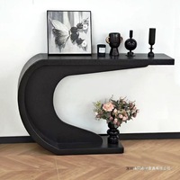 Console murale minimaliste italienne moderne en bambou pour salon, couloir, hall d'entrée, hôtel, maison - Noir
