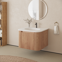 USA gratis ongkir Vanity kamar mandi mewah dengan wastafel desain kamar mandi Modern bak cuci dipasang di dinding bundar 60cm lemari kamar mandi