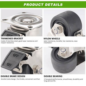 Möbel-Lenkrad 300/500/600kg Schwarzer Nylon-Lenk rolle mit geringer Schwerkraft und Doppel bremse/Drehgelenk - Product Image 2