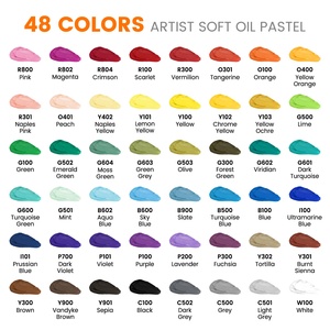 Set di pastelli a olio extra morbidi Artecho, 48 colori, pastelli da disegno di qualità artistica, bastoncini di pastello di grande diametro (10 mm), materiali artistici - Product Image 2