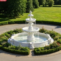 Fontaine de jardin à 3 niveaux en marbre blanc sculpté à la main YOUFINE, fontaine d'eau en pierre européenne pour villa, manoir, aménagement paysager