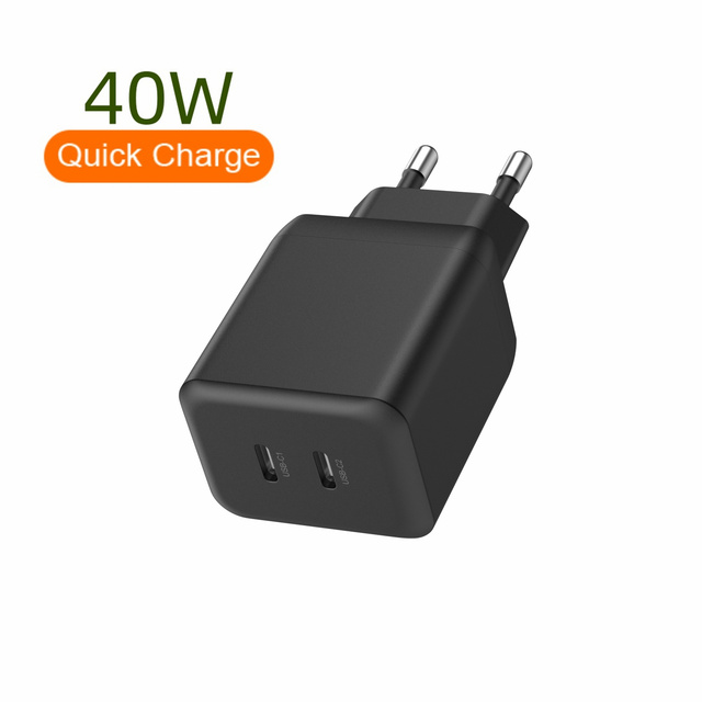 Good Price Dual USB-C 40Watt Ports 2C GaN Charger PD QC 3.0 Charging for iPhone 17 16 Anker Charger Blocks EN 50075