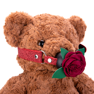 ชุดอุปกรณ์ปิดปากแบบเอเชียสีแดง พร้อมลูกบอลรูปดอกกล้วยไม้ สำหรับการเล่นพันธนาการของผู้หญิงใต้เสาเตียง - Product Image 1