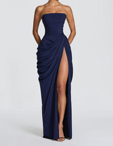 Vestido largo de lana tejida lavable, elegante y sexy, sin tirantes, con abertura alta, estilo francés 2026 - Product Image 4
