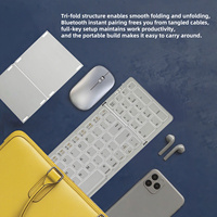 Ultra ince 3-Fold kablosuz klavye ve fare Combo Tablet dizüstü ve cep telefonu için şarj edilebilir taşınabilir bilgisayar seti