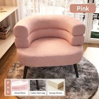Fauteuil lounge à dossier rembourré en fourrure d'agneau avec pieds en métal, best-seller, idéal pour les coiffeuses, les salons ou les halls d'hôtel