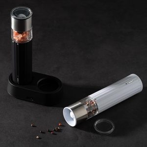 Nouvel ensemble de moulins à sel et à poivre électriques sans fil rechargeables avec support, moulins à épices réglables avec lumière LED - Product Image 3