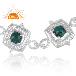 Pulsera de piedras preciosas tibetanas turquesas, pulsera de plata 925 de diseño martillado indio para niñas, fabricante de joyería - Product Image 2