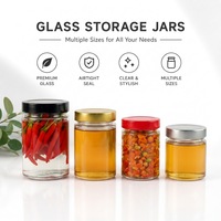 Bocaux en verre hermétiques avec couvercle métallique pour aliments, épices, miel, cuisine, 180ml, 280ml, 500ml