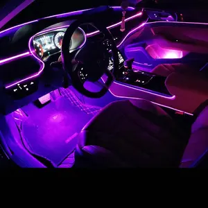 10进1梅赛德斯风格音乐同步汽车氛围灯汽车光纤RGB LED汽车车内灯，带Iphone Android App