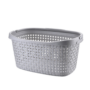 Laundry Basket Rectangle White Plastic Portable Clothes Organizer Storage Basket for Laundry Room - Product Image 5