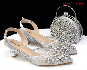 Sac à chaussures d'été confortable <span class=keywords><strong>talon</strong></span> bas dentelle décoration femmes chaussures assorties <span class=keywords><strong>petit</strong></span> sac à main 1 ensemble - Product Image 6