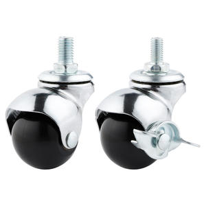 Roulettes pivotantes rondes modernes argentées de 2 pouces en PP avec tige, rotation à 360 degrés avec frein pour meubles de salon et de chambre - Product Image 1