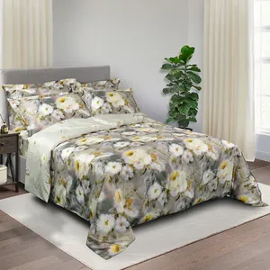 Atacado Quilt Cover Luxo Orgânico Bambu Personalizado Tecido Conjuntos De Cama Conjunto De Capa De Edredão 3D Impresso Folhas De Cama