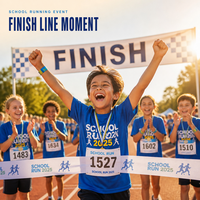 Kit événementiel personnalisé pour la course scolaire des enfants : Médaille souvenir, T-shirt, Bracelet en silicone, Autocollants de course pour enfants pour la Journée sportive scolaire