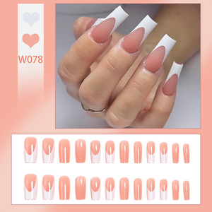 Kit de <span class=keywords><strong>Uñas</strong></span> Acrílicas Cuadradas Rosadas Francesas de 24 Piezas, con Líneas Difuminadas Pintadas a Mano en Contraste, Totalmente Cubiertas, para Arte de <span class=keywords><strong>Uñas</strong></span> al por Mayor - Product Image 2