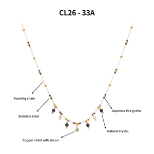 Set di Gioielli Vintage in <span class=keywords><strong>Oro</strong></span> 18K con Pietre Naturali <span class=keywords><strong>e</strong></span> Cristalli, Collana con Perline in Acciaio Inossidabile, Gioielli Curativi per Donne - Product Image 4