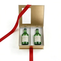 Boîte rigide magnétique personnalisée pour deux bouteilles de Bordeaux, avec fenêtre transparente, matériaux recyclés, ruban et nœud, emballage de luxe pour vin et tequila, cadeau