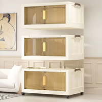 Armoire pliable en plastique, meuble de rangement domestique pliant, étagère de rangement pour vêtements et collations, et boîte de rangement pour jouets pour l'organisation de la maison