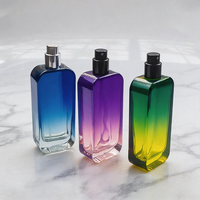 Flacon pulvérisateur en verre dégradé de luxe avec logo personnalisé pour parfum, cosmétique, sérum, mascara, forme rectangulaire, couleurs personnalisées