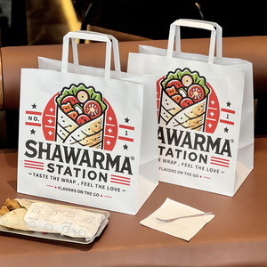 Bolsas de <span class=keywords><strong>Papel</strong></span> Kraft para Comida para Llevar de Restaurante con Logotipo Personalizado, Bolsas para Shawarma con su Propio Logotipo - Product Image 5