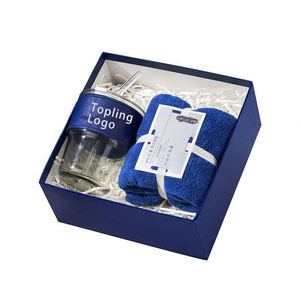 Boîte cadeau de tasse à café de la série bleu foncé avec logo personnalisé, cadeau d'entreprise pratique pour les clients et les employés - Product Image 1