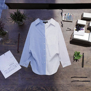 <b>Women's</b> Casual Tops <b>Blouse</b> Shirts 2 Colorway Buttons-up <b>Long</b> Sleeve Striped Print Turn Collar Breathable Vintage Design Summer - Product Image 3