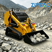 ZIVEAO 0.1m³ Bucket Tracked Diesel High Flow Hydraulic Compact Mini Skid Steer Loader dengan Track dan Backhoe