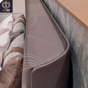 High End Villa Modern Luxury Upholstered Bedroom <strong>Sets</strong> Dark <strong>Purple</strong> Leather Up-holstered <strong>Beds</strong> - Product Image 3