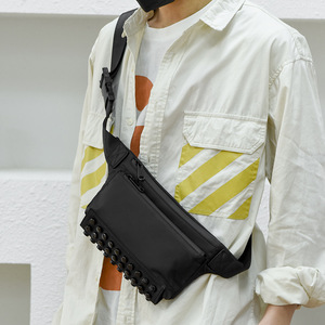 Bolso de pecho estilo punk con cierre de contraseña para hombre, moderno, impermeable, de nailon, para primavera, de gran capacidad, para exteriores, tipo mensajero. - Product Image 5